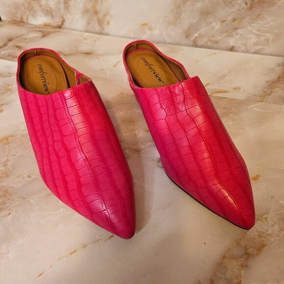 Comfortview Shoes - Comfortview Camden Mule, Pink Croc, Size 9